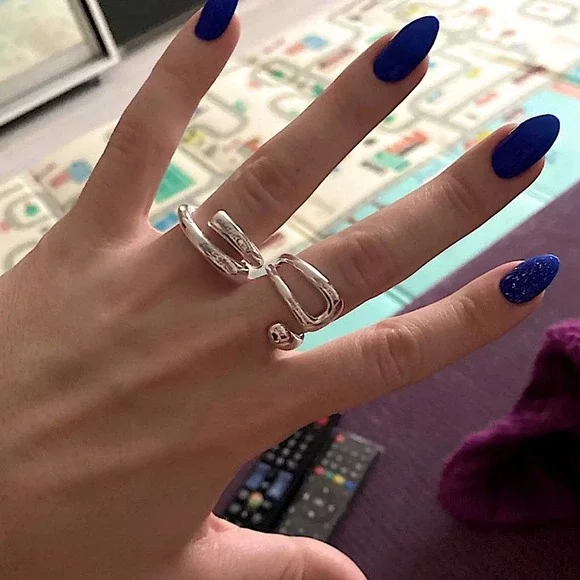 NEW STERLING SILVER ADJUSTABLE RESIZABLE MINIMALIST RING SET - Picture 8 of 10